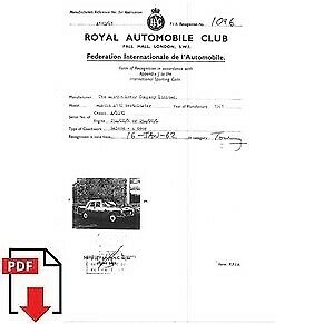 1962 Austin A110 Westminster FIA homologation form PDF download (RAC)